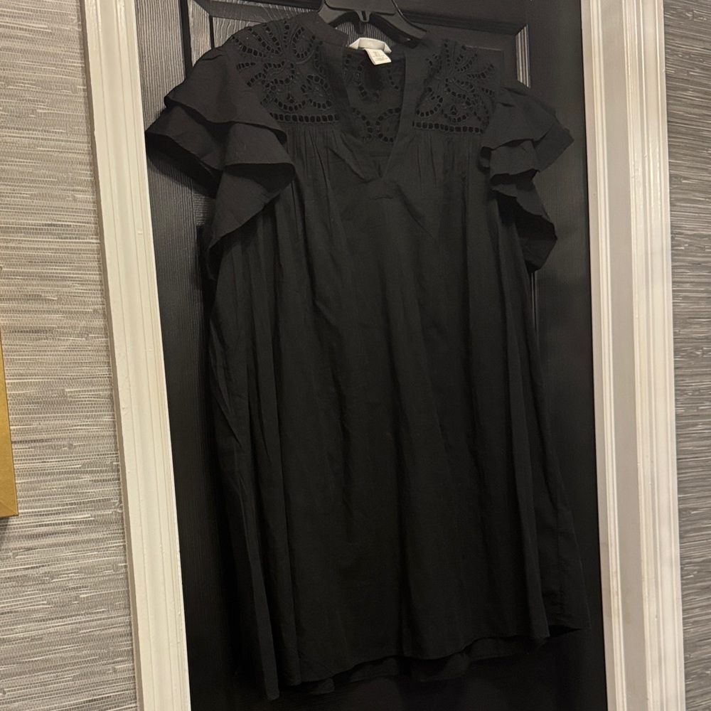 H&M Black Mini Dress with Eyelet Detail